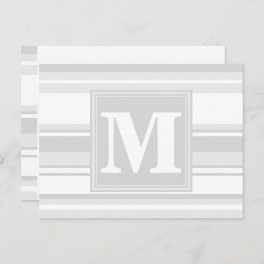 Monogramm hellgraue Streifen Postkarte (Vorne/Hinten)