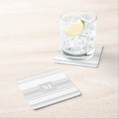 Monogramm hellgraue Streifen Rechteckiger Pappuntersetzer (Vor Ort)