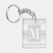 Monogramm hellgraue Streifen Schlüsselanhänger (Vorderseite links)
