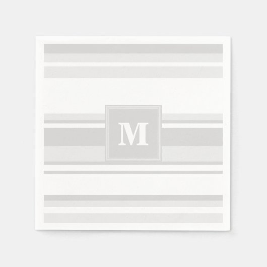 Monogramm hellgraue Streifen Serviette (Vorderseite)