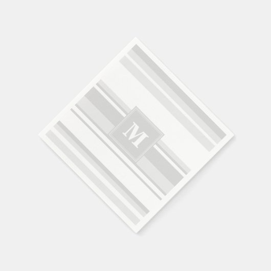 Monogramm hellgraue Streifen Serviette (Ecke)