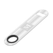 Monogramm hellgraue Streifen Speedflaschenöffner (Vorderseite Schrägansicht)