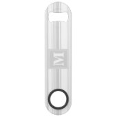 Monogramm hellgraue Streifen Speedflaschenöffner (Vorderseite)