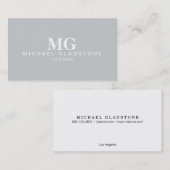 Monogramm, hellgrauer Hintergrund Visitenkarte (Vorne/Hinten)
