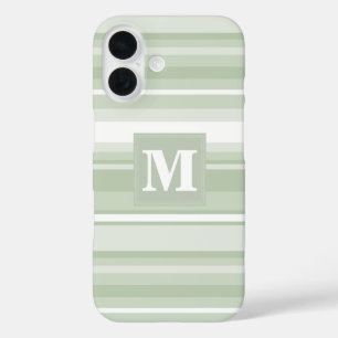 Monogramm hellgrüne Streifen iPhone 16 Hülle