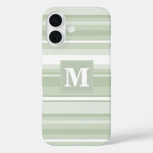 Monogramm hellgrüne Streifen Case-Mate iPhone Hülle (Rückseite)