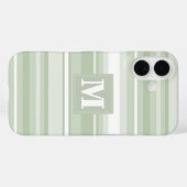 Monogramm hellgrüne Streifen Case-Mate iPhone Hülle (Rückseite (Horizontal))