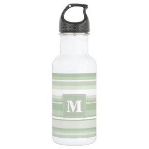 Monogramm hellgrüne Streifen Edelstahlflasche