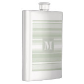 Monogramm hellgrüne Streifen Flachmann (Rechts)