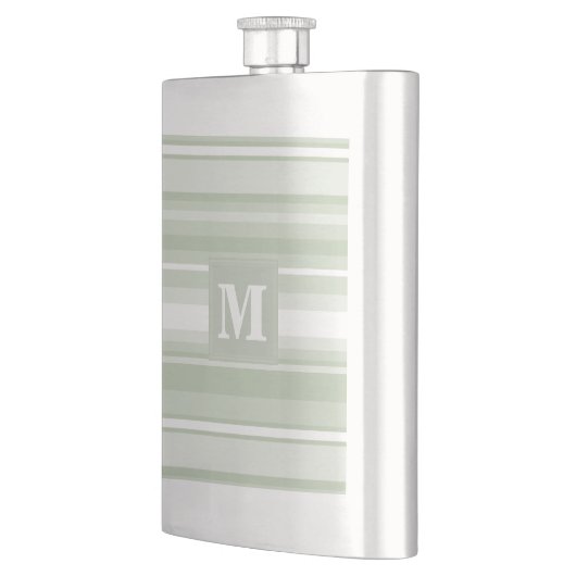 Monogramm hellgrüne Streifen Flachmann (Links)