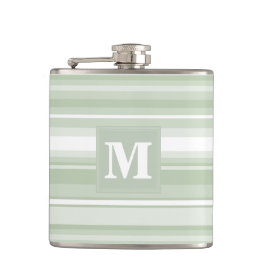 Monogramm hellgrüne Streifen Flachmann