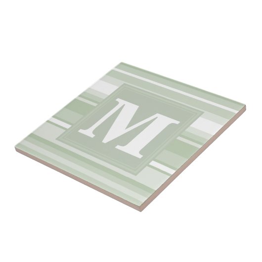 Monogramm hellgrüne Streifen Fliese (Seite)