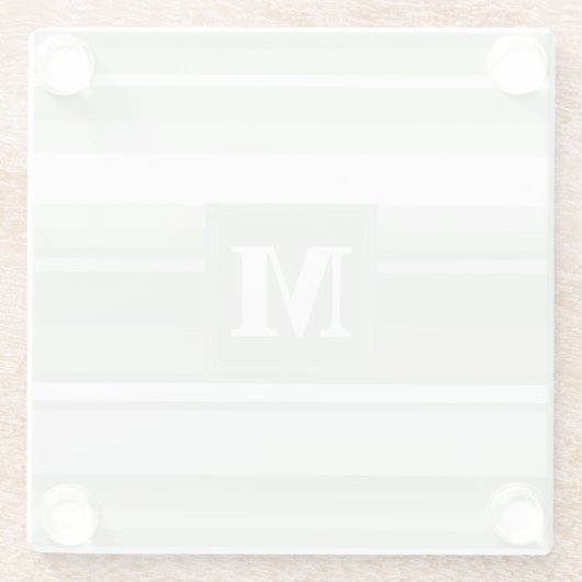Monogramm hellgrüne Streifen Glasuntersetzer (Rückseite)