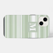 Monogramm hellgrüne Streifen iPhone Hülle (Rückseite (Horizontal))