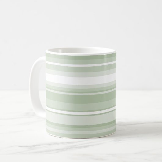 Monogramm hellgrüne Streifen Kaffeetasse (Vorderseite Links)