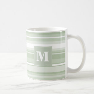 Monogramm hellgrüne Streifen Kaffeetasse