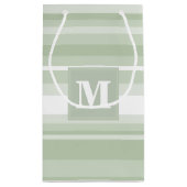 Monogramm hellgrüne Streifen Kleine Geschenktüte (Rückseite)