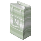 Monogramm hellgrüne Streifen Kleine Geschenktüte (Rückseite Schrägansicht)