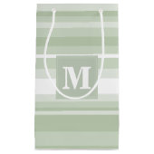 Monogramm hellgrüne Streifen Kleine Geschenktüte (Vorderseite)