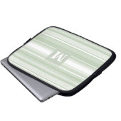 Monogramm hellgrüne Streifen Laptopschutzhülle (Vorne Knopf)