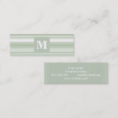 Monogramm hellgrüne Streifen Mini Visitenkarte (Vorne/Hinten)
