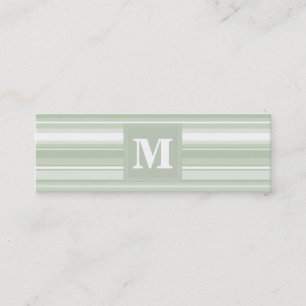 Monogramm hellgrüne Streifen Mini Visitenkarte