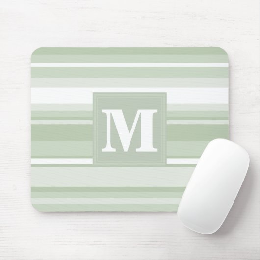 Monogramm hellgrüne Streifen Mousepad (Mit Mouse)
