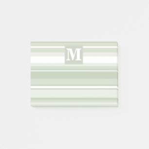 Monogramm hellgrüne Streifen Post-it Klebezettel
