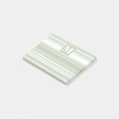 Monogramm hellgrüne Streifen Post-it Klebezettel (angewinkelt)