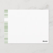 Monogramm hellgrüne Streifen Postkarte (Rückseite)