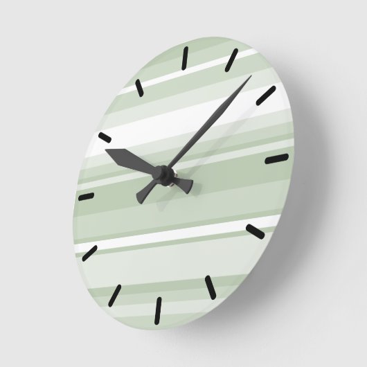 Monogramm hellgrüne Streifen Runde Wanduhr (Winkel)