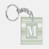 Monogramm hellgrüne Streifen Schlüsselanhänger (Vorderseite links)
