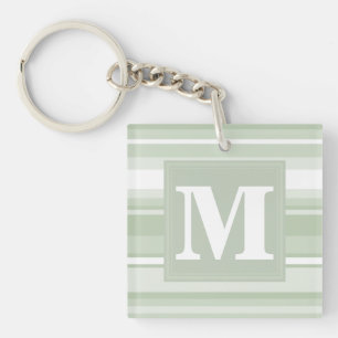 Monogramm hellgrüne Streifen Schlüsselanhänger