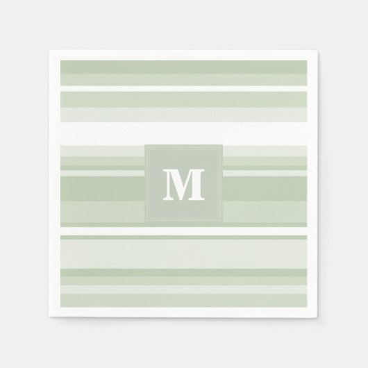 Monogramm hellgrüne Streifen Serviette (Vorderseite)