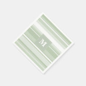 Monogramm hellgrüne Streifen Serviette (Ecke)