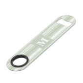 Monogramm hellgrüne Streifen Speedflaschenöffner (Vorderseite Schrägansicht)