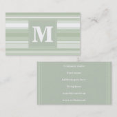 Monogramm hellgrüne Streifen Visitenkarte (Vorne/Hinten)