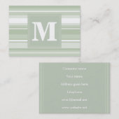 Monogramm hellgrüne Streifen Visitenkarte (Vorne/Hinten)