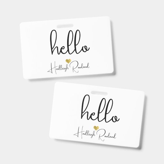 Monogramm Hello Name Ausweis (Vorder- & Rückseite)