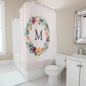 Monogramm Herbst Blume Herbstliche Rose Blumendruc Duschvorhang (Beispiel)