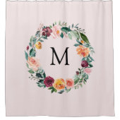 Monogramm Herbst Blume Herbstliche Rose Blumendruc Duschvorhang (Vorderseite)