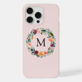 Monogramm Herbst Blume Herbstliche Rose Blumendruc iPhone Hülle (Rückseite)