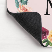 Monogramm Herbst Blume Herbstliche Rose Blumendruc Mousepad (Ecke)