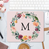 Monogramm Herbst Blume Herbstliche Rose Blumendruc Mousepad