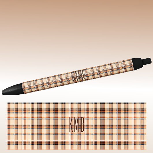 Monogramm | Herbst-Herbst Kariertes Muster Tinte Kugelschreiber