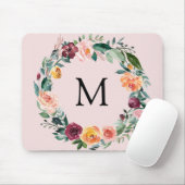 Monogramm Herbst Herbstrose Blumen Blumenkranz Mousepad (Mit Mouse)