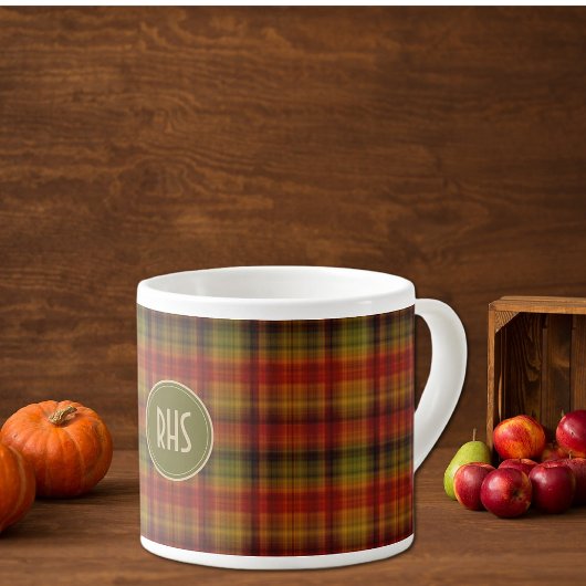 Monogramm, Herbst Kariertes Muster 6oz Espresso Cu Espressotasse