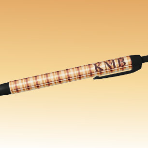 Monogramm   Herbst-Plaid-Muster Tinte Kugelschreiber