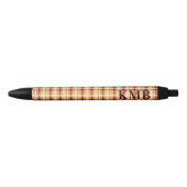 Monogramm | Herbst-Plaid-Muster Tinte Kugelschreiber (Vorderseite)