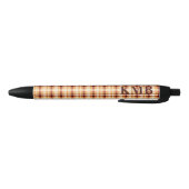 Monogramm | Herbst-Plaid-Muster Tinte Kugelschreiber (Unterseite)